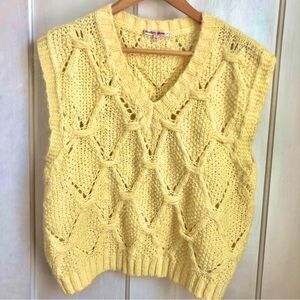 Bailey Rose Yellow V-Neck Knit Sweater Vest L